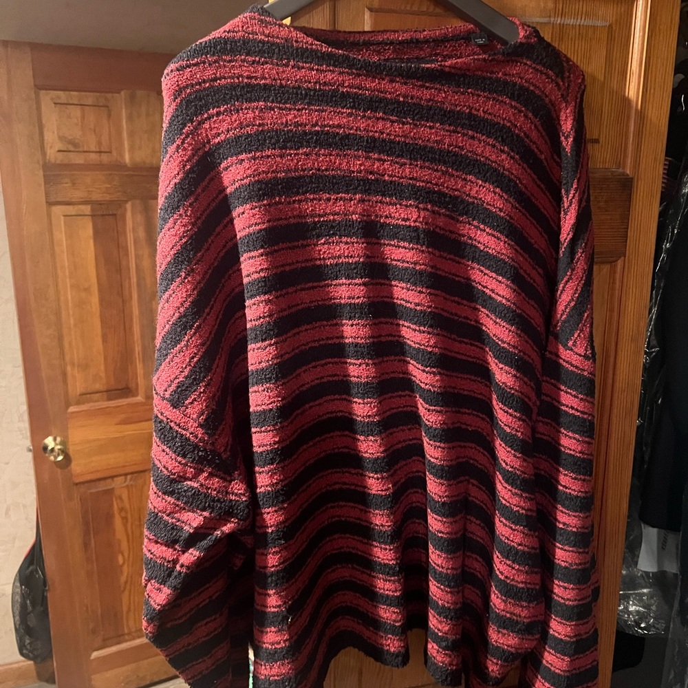 Allsaints Striped Red and Black Men’s Sweater